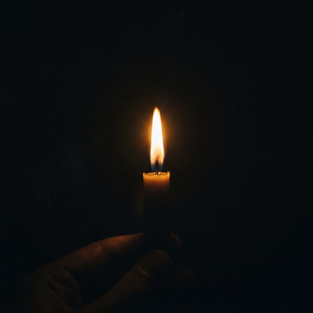 A single flame held steady against a dark background