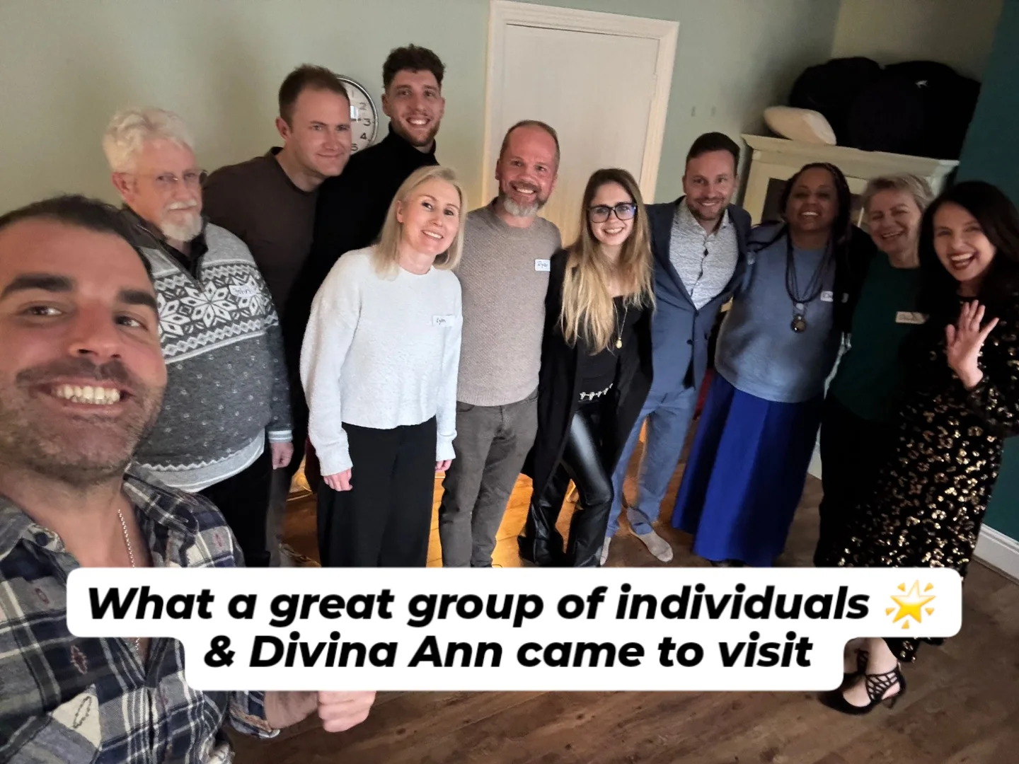 Marian with a class group and a visiting Divina of the Modern Mystery School in Dublin